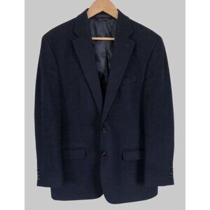 Lauren Ralph Lauren Mens Blazer 40R Wool Silk Cashmere Blend Navy Blue Old Money